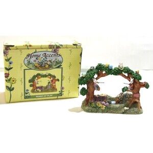 Home Accents Collection Bunny At Play 2 Rabbits Fishing Spring Easter Small  5"